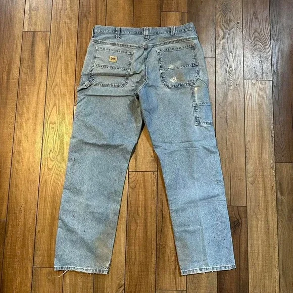 Vintage‎ Lee Baggy Jeans Men's Size 36 x 32 Light Wash Distressed - Picture 2 of 8
